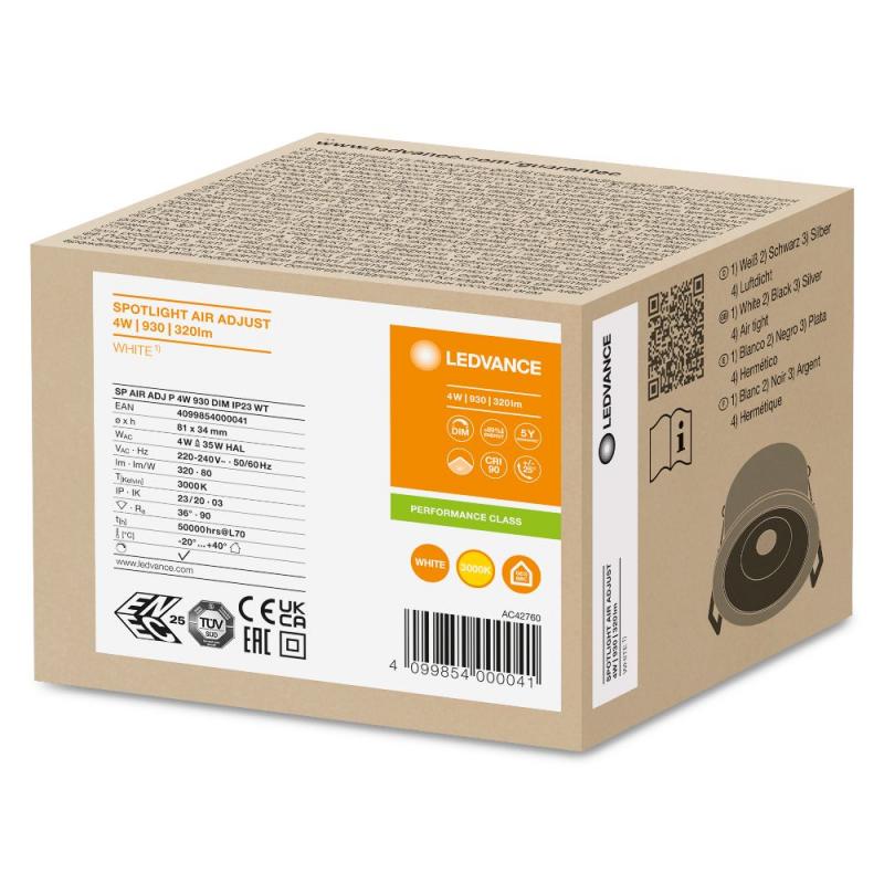 LEDVANCE Spot SP AIR ADJ P 4W 930 DIM IP23  in weiß - hohe Farbwiedergabe